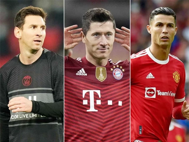 Trong thâm tâm, Robert Lewandowski (giữa) đánh giá cao Cristiano Ronaldo hơn Lionel Messi