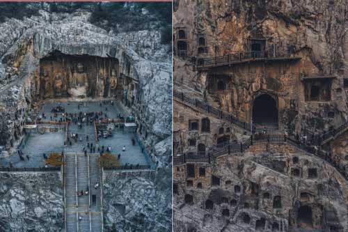 Di tích cổ chứa hơn 100.000 tượng Phật trong các hang động huyền ảo khi đêm về