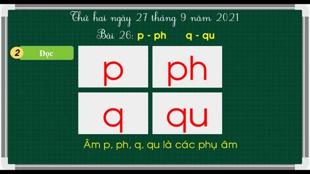 Cô Hồng Minh phải tự đưa thêm hai âm "p", "q" vào bài giảng của mình. (Ảnh: NVCC)