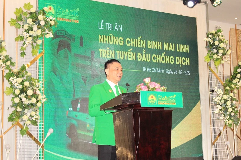 Ông Hồ Huy – Chủ tịch Tập đoàn Mai Linh phát biểu tri ân các "chiến binh".
