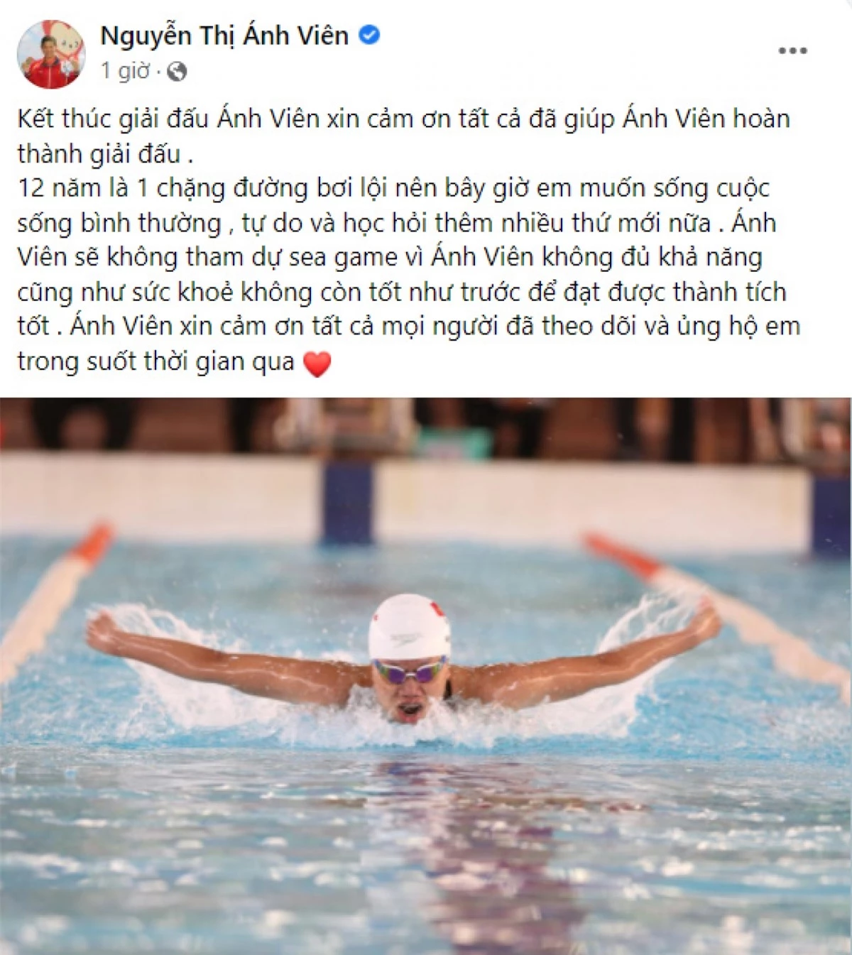 Ánh Viên tuyên bố không dự SEA Games 31.