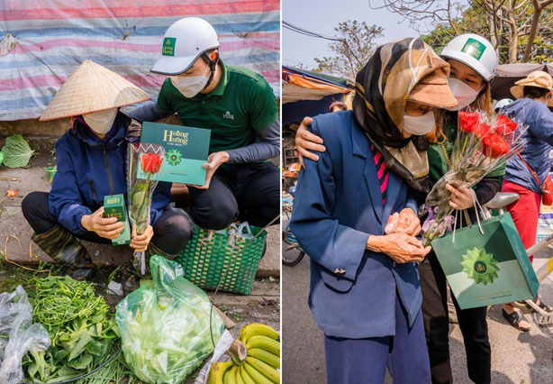 Ngày 8/3: Dược phẩm Hoàng Hường bất ngờ tặng hoa cho hàng nghìn chị em đang mưu sinh trên đường phố 