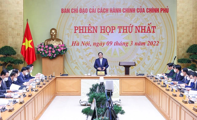 Thủ tướng Phạm Minh Chính, Trưởng Ban Chỉ đạo cải cách hành chính của Chính phủ, chủ trì Phiên họp lần thứ nhất của Ban Chỉ đạo - Ảnh: VGP