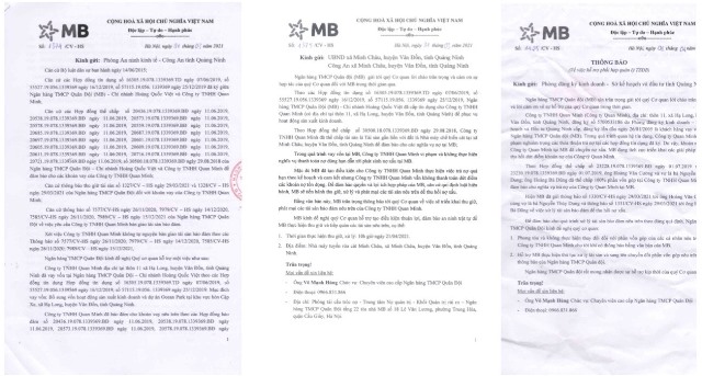 Loạt văn bản mà MB Bank gửi đi khắp nơi làm nhằm hạ uy tín của Quan Minh.