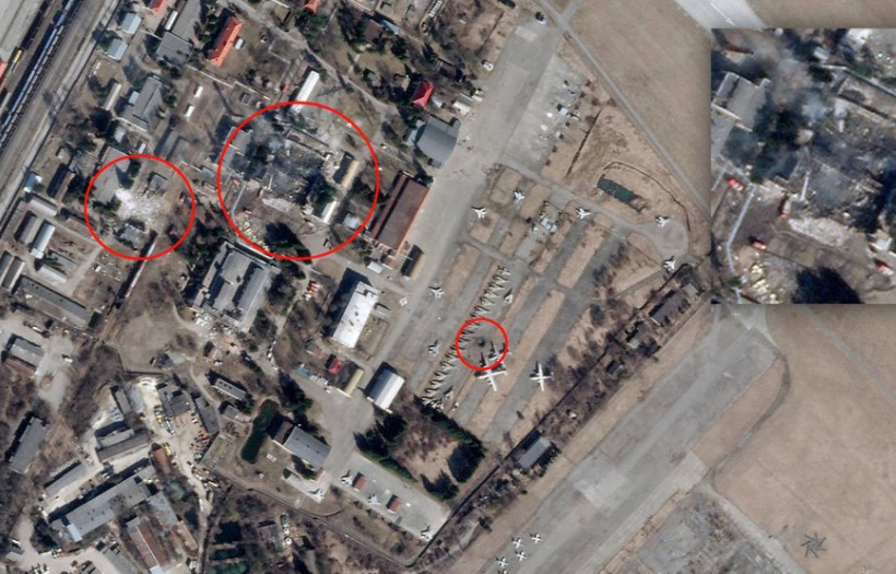Ảnh vệ tinh mới nhất: Nga nã tên lửa đánh phá tan tành nhà chứa máy bay MiG-29 của Ukraine