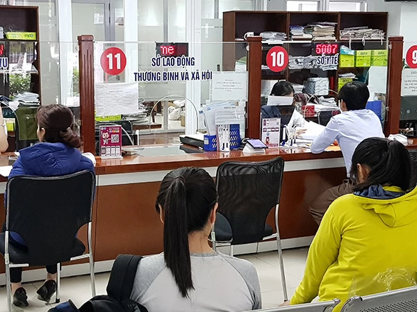 Bộ phận tiếp nhận và trả kết quả của Sở LĐ-TB&XH Đà Nẵng tại Trung tâm Hành chính TP