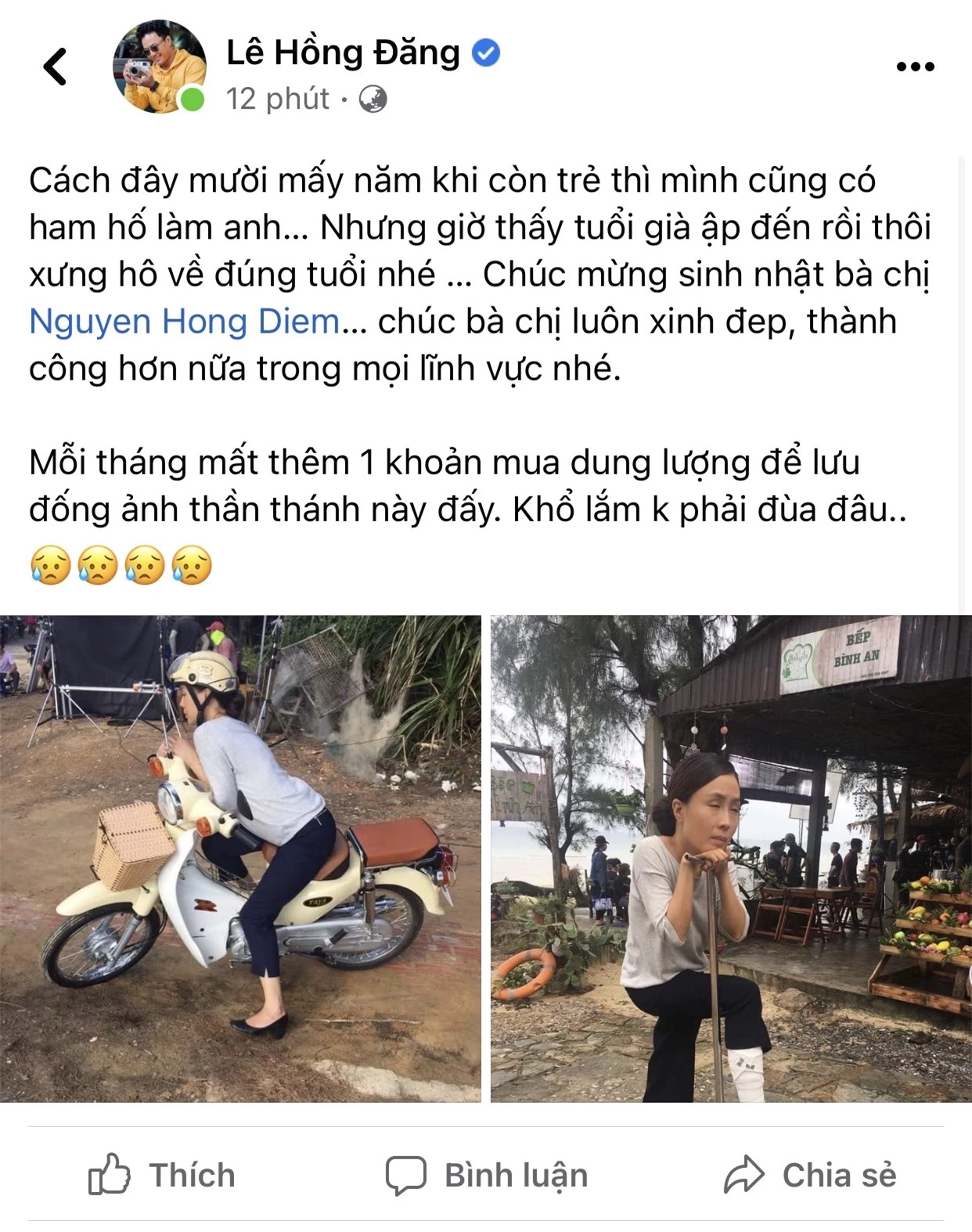 Hồng Đăng tiết lộ tuổi thật của Hồng Diễm, khiến bạn diễn muốn &quot;hóa thú&quot; khi chúc mừng sinh nhật bằng ảnh hậu trường của bộ phim này - Ảnh 1.