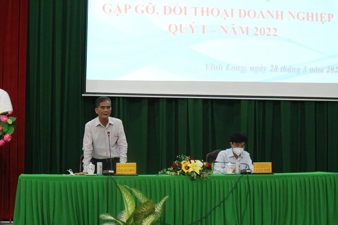 h6- Ông Lê Quang Trung- Phó Chủ tịch TT UBND tỉnh Vĩnh Long chủ trì buổi đối thoại với DN.