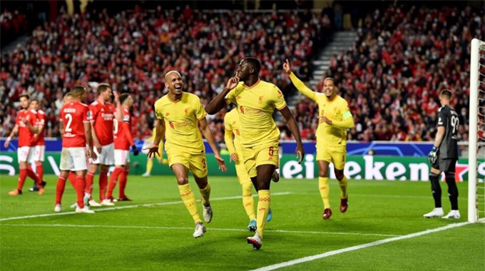 Konate mở tỷ số trận Benfica vs Liverpool ở phút 17