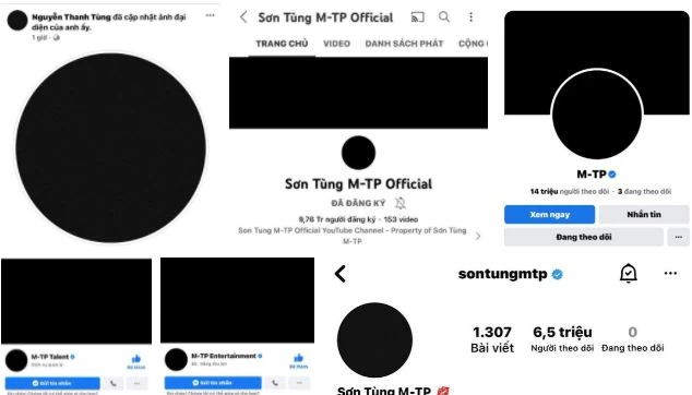 Toàn bộ các trang MXH của Sơn Tùng, công ty M-TP Entertainment đều được đổi cover và avatar thành màu đen.