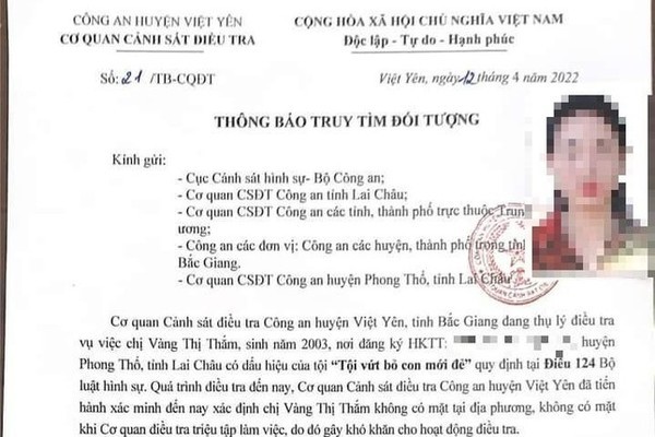 Truy tìm cô gái trẻ vứt con trong nhà vệ sinh dẫn đến tử vong