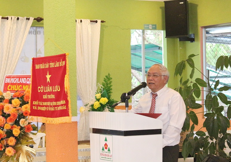 ông Đinh Minh Quý, Chủ tịch Hiệp hội Doanh nghiệp tỉnh Lâm Đồng, phát bieur tại hội nghị.