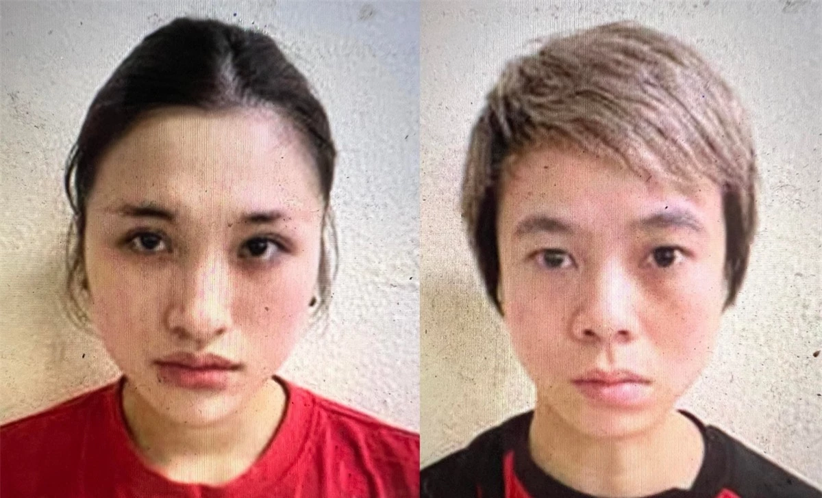 Nguyễn Thị Hồng Anh (trái) và Trần Thị Nhung sau khi bị bắt