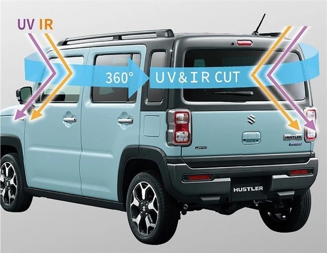 Kính xung quanh Suzuki Hustler J Style II 2023 đều chắn tia UV và IR