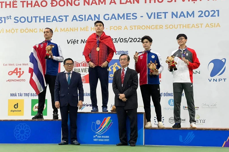 Vũ Thành An giành huy chương vàng đầu tiên cho đấu kiếm Việt Nam. Ảnh: Ban tổ chức.