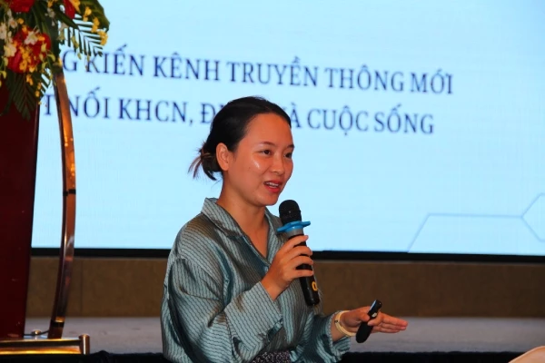 Bà Bùi Thị Thanh Hằng - Trưởng ban Truyền thông của TechFest 2022 cho rằng, các DN cũng cần có câu chuyện đối với sáng tạo KH - CN đằng sau sản phẩm của mình.