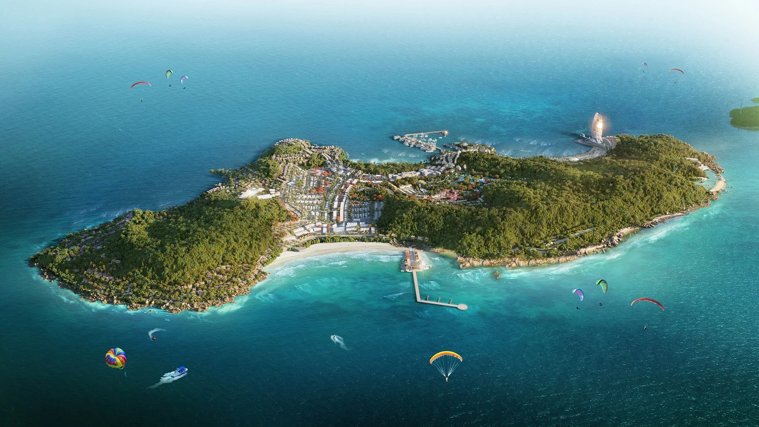Phối cảnh minh họa toàn cảnh Hon Thom Paradise Island.