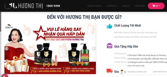 Hình ảnh của nghệ sỹ Việt Hương trên website Hương Thị