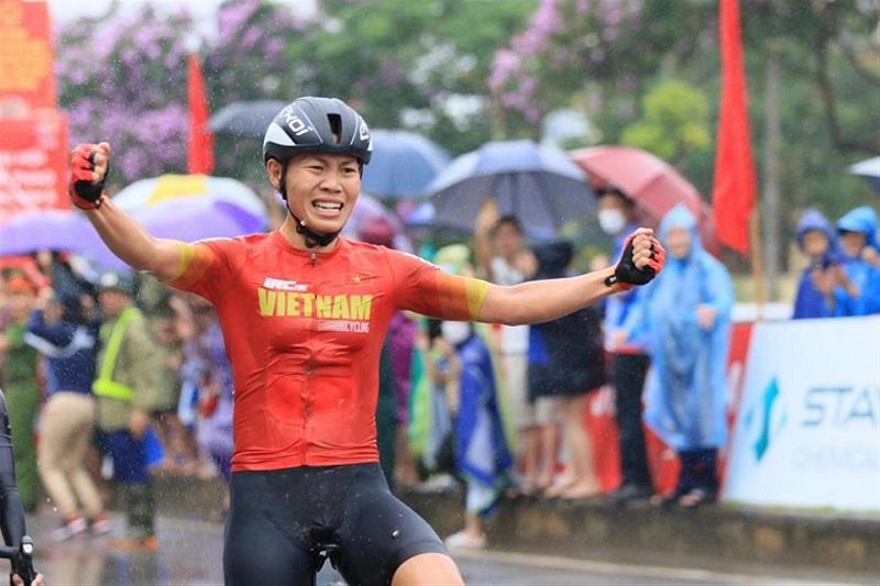 Nguyễn Thị Thật “chốt hạ” kỳ SEA Games thành công cho xe đạp Việt Nam. Ảnh: BTC SEA Games 31.