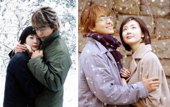 Choi Ji Woo và Bae Yong Joon trong "Bản tình ca mùa đông".