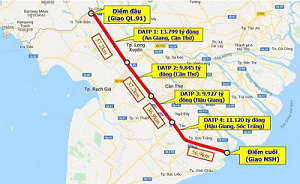Bốn địa phương bố trí vốn hơn 4,2 nghìn tỉ đồng cho tuyến cao tốc Châu Đốc - Cần Thơ - Sóc Trăng