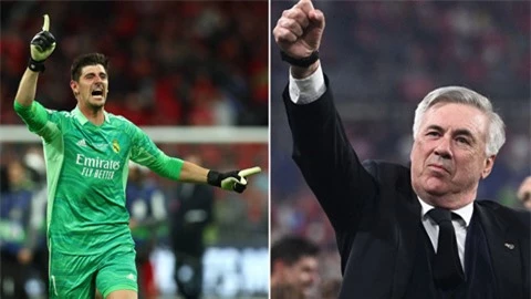 Courtois hả hê trước truyền thông Anh, Ancelotti tự hào với cúp Champions League thứ 4 trong sự nghiệp