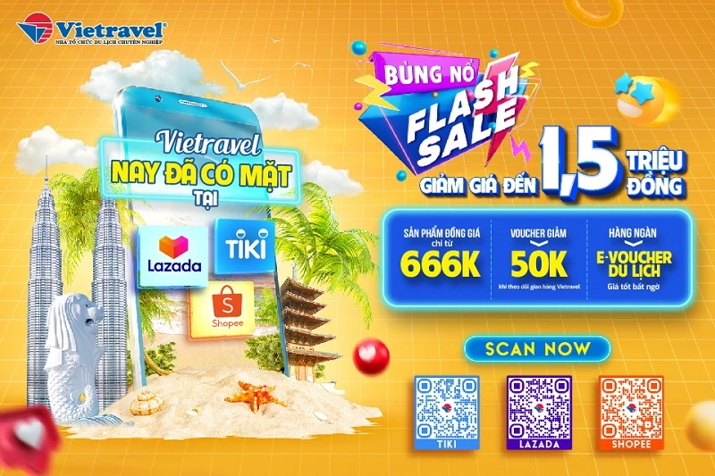 Vietravel khai trương gian hàng trực tuyến trên các sàn thương mại điện tử Shopee, Lazada, Tiki.