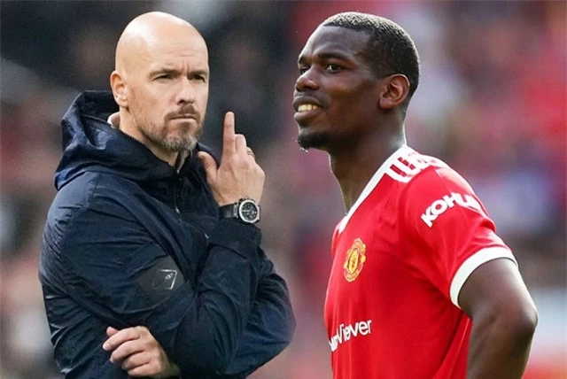 HLV Ten Hag (trái) đang tìm người đủ khả năng thay thế Pogba 