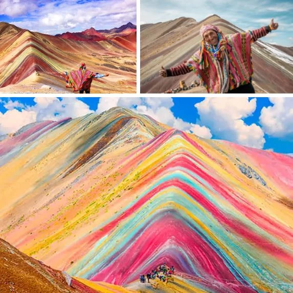 Ngọn núi Vinicunca với nhiều dải màu đan xen nhau tạo nên khung cảnh tuyệt diệu.