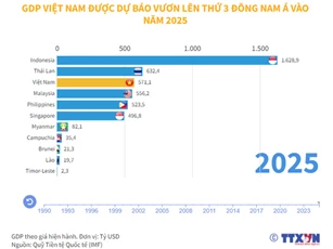 GDP Việt Nam được dự báo đứng thứ 3 Đông Nam Á năm 2025