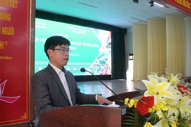 Ông Nguyễn Văn Châu - Phó Giám đốc Sở Nông nghiệp và Phát triển nông thôn tỉnh Lâm Đồng phát biểu tại Hội thảo.