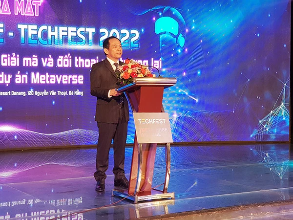 TS Lê Đức Viên, Giám đốc Sở KH&CN Đà Nẵng phát biểu tại lễ ra mắt Làng công nghệ Metaverse - Techfest 2022 sáng 15/6