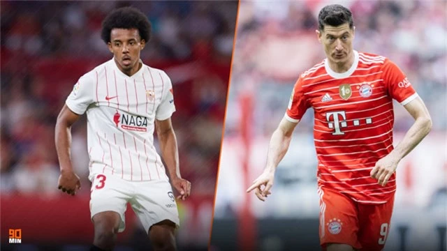 Tiền đạo Lewandowski (phải) của Bayern và trung vệ Kounde của Sevilla được HLV Xavi của Barca “kết” từ lâu 