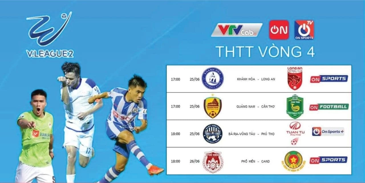 Lịch thi đấu và kênh trực tiếp V.League 2 từ ngày 25-26/06.