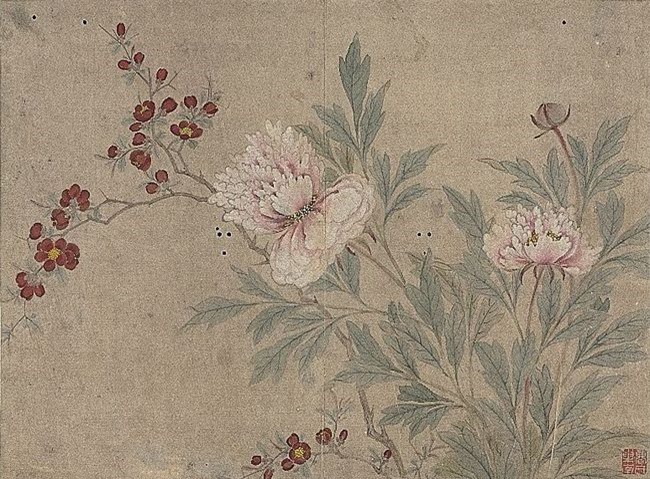 Hoa nở trong Cố cung - Thược dược: Loài hoa tháng Năm hiện lên đầy tinh tế trong tranh cổ - Ảnh 8.