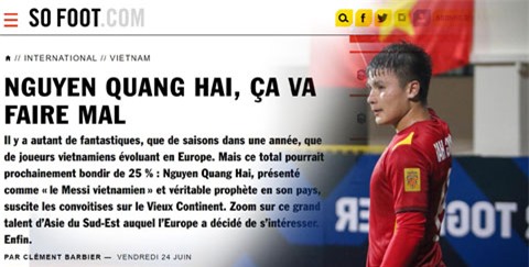 Bài viết về “Messi của Việt Nam” Nguyễn Quang Hải được đăng trang trọng trên Tạp chí SO FOOT của Pháp trong số mới nhất 