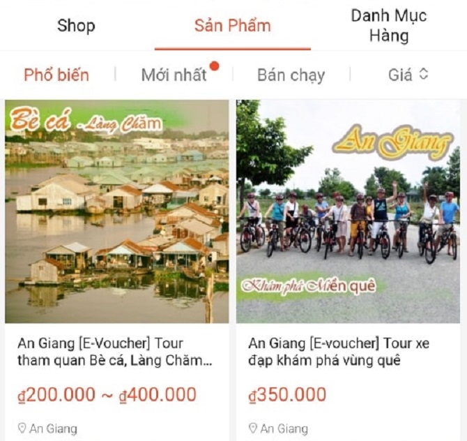 Doanh nghiệp du lịch An Giang đã có mặt trên Sàn giao dịch điện tử Shopee
