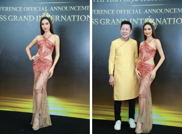 Thùy Tiên đẹp xuất sắc bên cạnh Chủ tịch Miss Grand International.