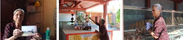bà Vũ Thị Nhưng (79 tuổi, xã Đa Lộc) là người trông coi ngôi đền nhiều năm nay.