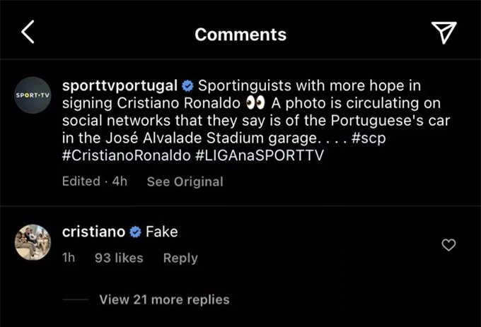 Ronaldo đáp trả thông tin anh gia nhập Sporting theo dạng mượn