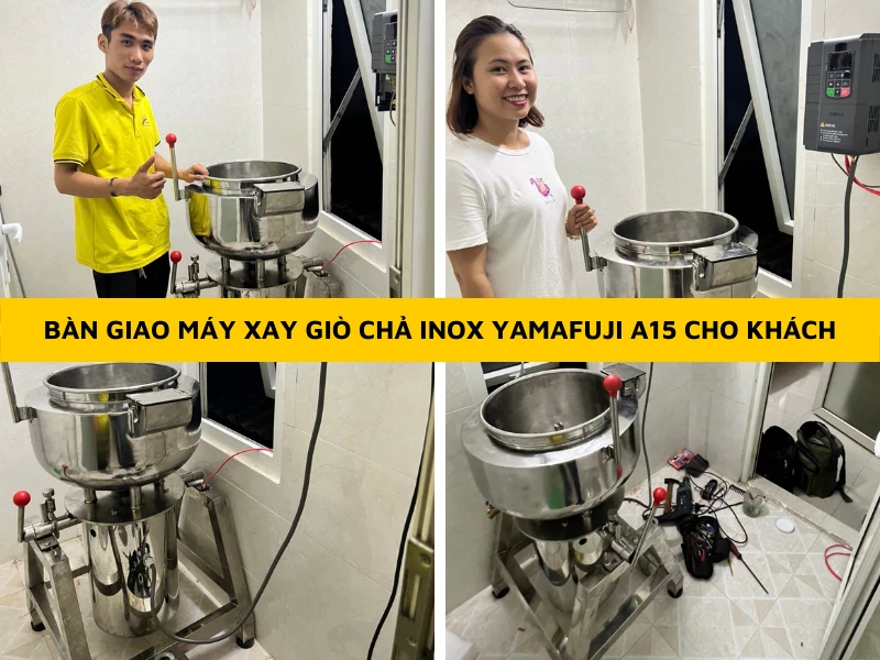 Hải Minh bàn giao máy xay giò chả Inox Yamafuji A15