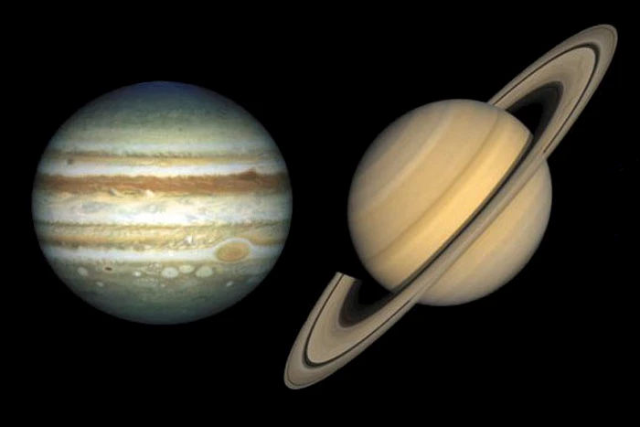 Jupiter (left) and Saturn (right).