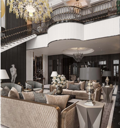 Phòng khách siêu biệt thự Thanh Hóa - Style Modern Luxury toát lên vẻ  huyền bí, kiêu sa.