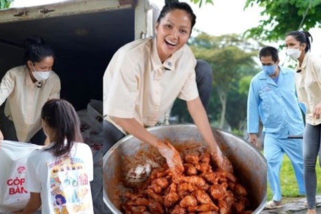 H’Hen Niê để mặt mộc, đi dép tổ ong làm từ thiện