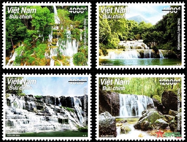 4 thác nước "đẹp như tranh vẽ" của Việt Nam xuất hiện trên tem bưu chính - Ảnh 1.