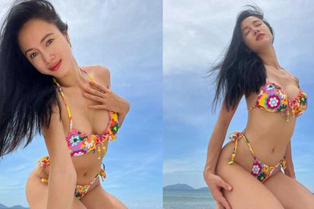 Vũ Ngọc Anh tạo dáng siêu gợi cảm với diện bikini bé xíu