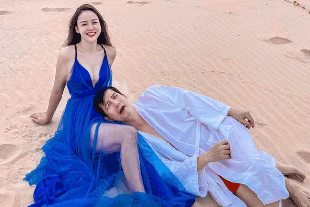 Diễm Hương nóng bỏng, khoe làn da trắng nõn bên ông xã Lê Hồng Quang