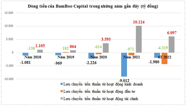 Dòng tiền của BamBoo Capital lệ thuộc vào dòng tiền tại chính trong những năm gần đây.