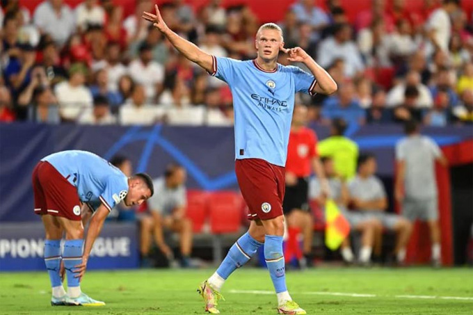 Haaland lập cú đúp, Man City đại thắng Sevilla