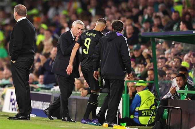 Benzema chấn thương ở trận Real đại thắng Celtic